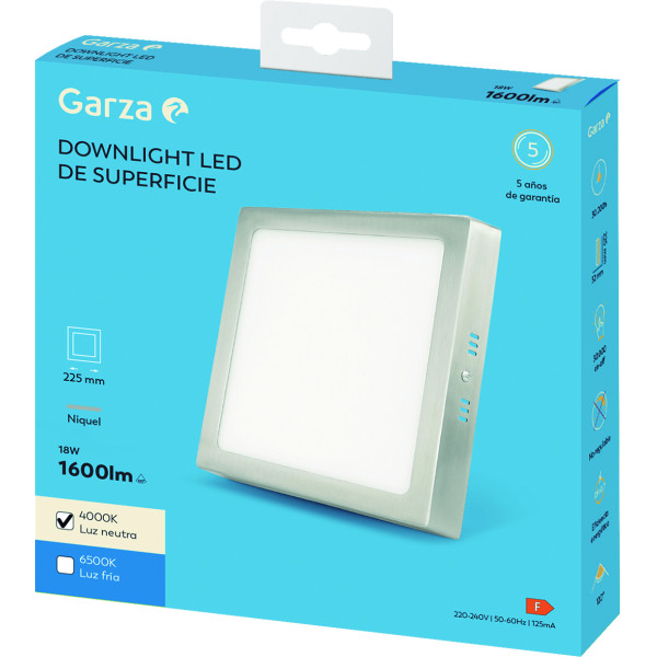 Downlight led Cuadrado superficie niquel