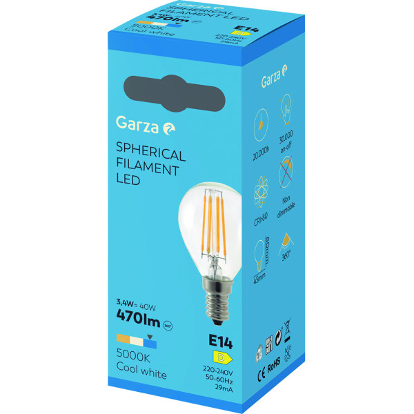 Bombilla led filamento esférica E14/3,4w