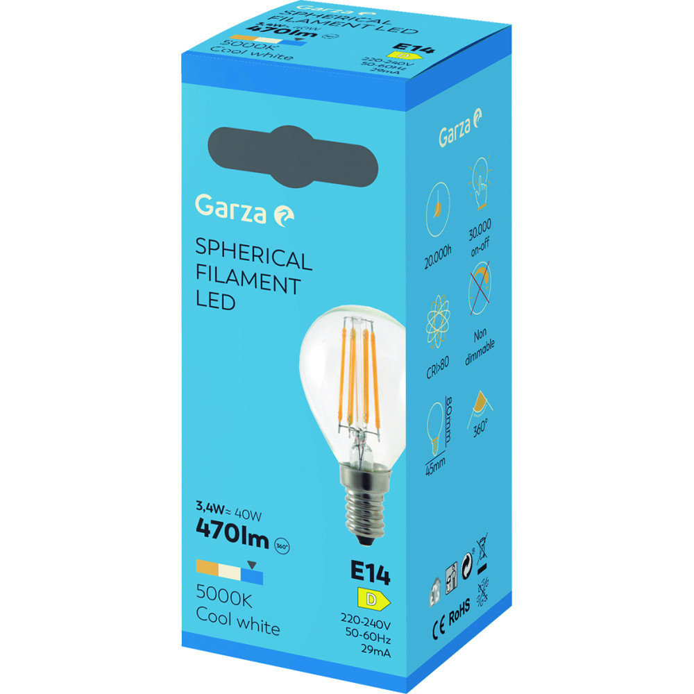 Bombilla led filamento esférica E14/3,4w