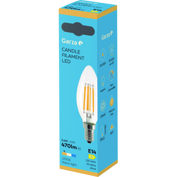 Bombilla led filamento vela E14/3,4w