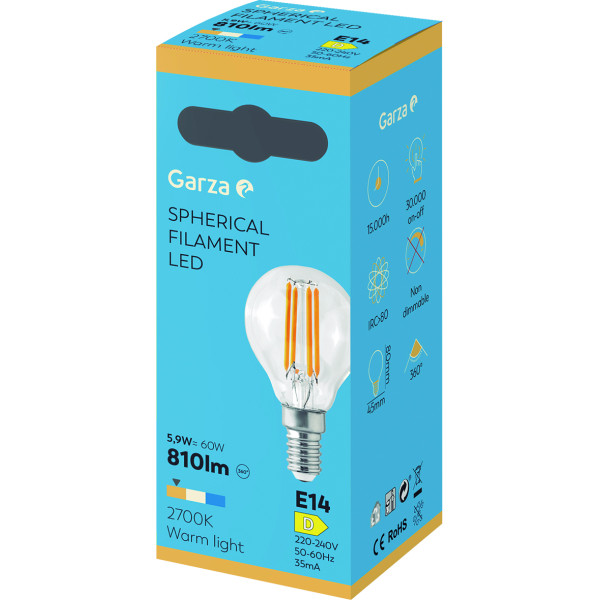 Bombilla led filamento esférica E14/5,9w