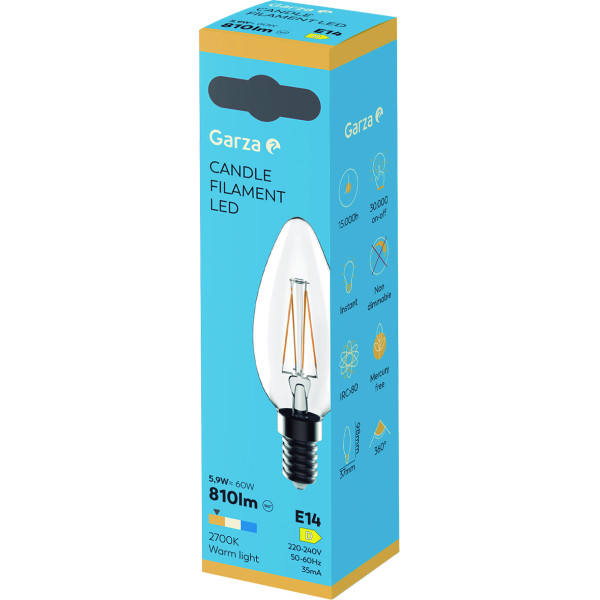 Bombilla led filamento vela E14/5,9w