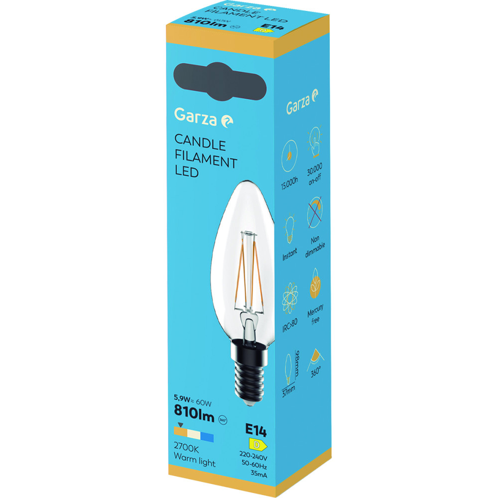 Bombilla led filamento vela E14/5,9w