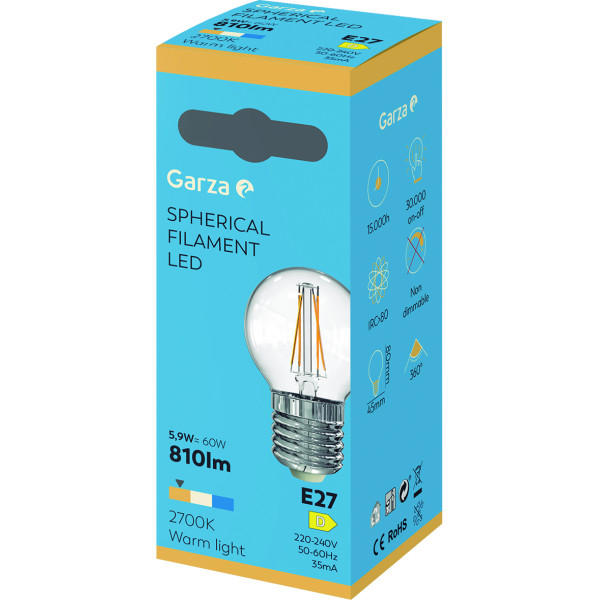 Bombilla led filamento esférica E27/5,9w