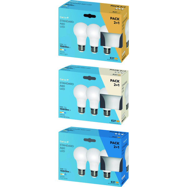 Bombilla led estándar 2+1 E27/9,5w