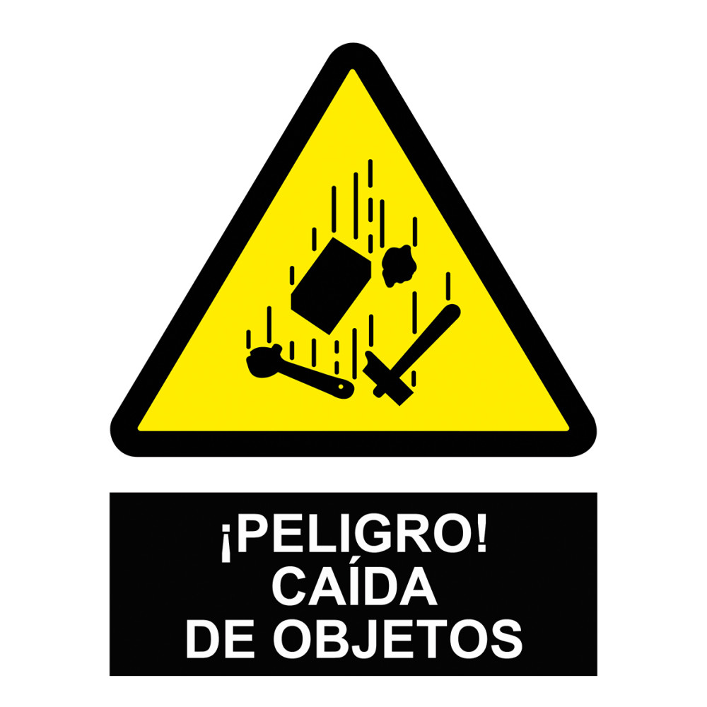Señal advertencia peligro Caida objetos
