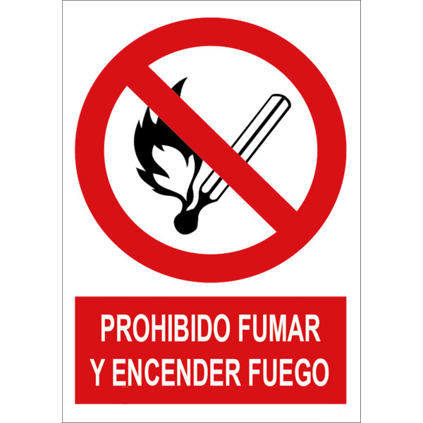 Señal prohibido Fumar y encender fuego