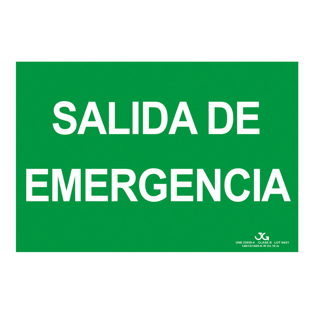 Señal fotolumiscente clase b Salida emergencia ev101