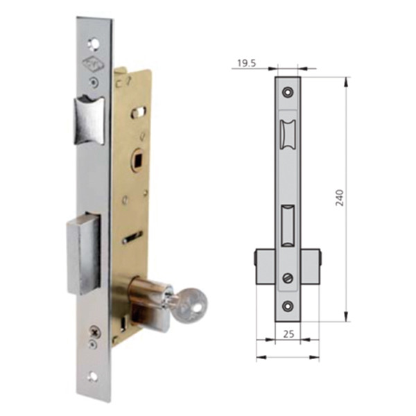 Cerradura embutir Acero inox 1995