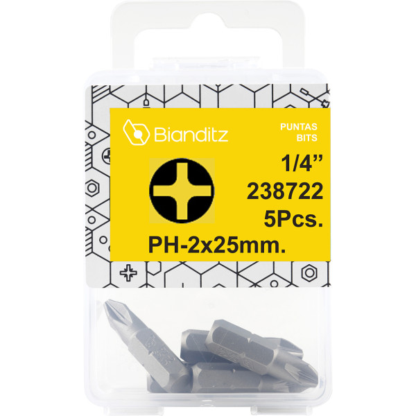 Blister 5 puntas destornillador 1/4 Ph