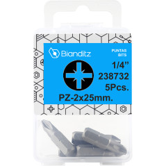 Blister 5 puntas destornillador 1/4 Pz